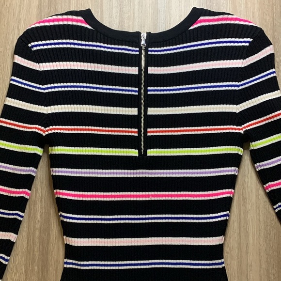 Milly Striped Knit Ribbed Bodycon Long Sleeve Dress Size 0-2 (Milly Size P) - Picture 9 of 13